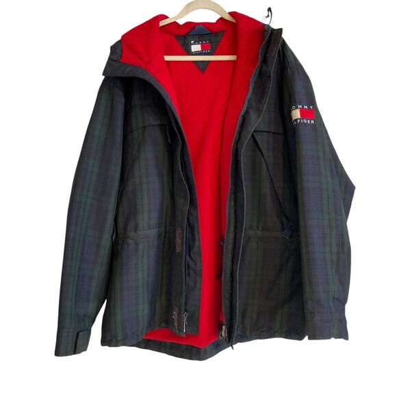 Tommy Hilfiger Other - Vintage Y2K Tommy Hilfiger Plaid Hooded Jacket Preppy Sport Sz Large